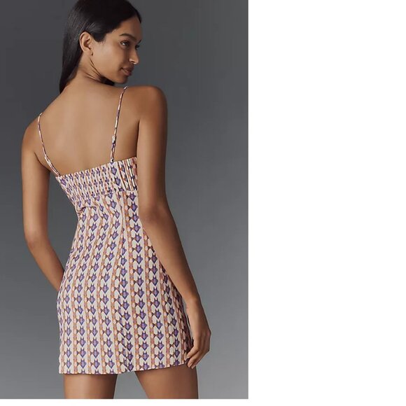 Anthropologie The Ophelia Sleeveless Linen Slim Mini Dress by Maeve 14 purple - Picture 4 of 7